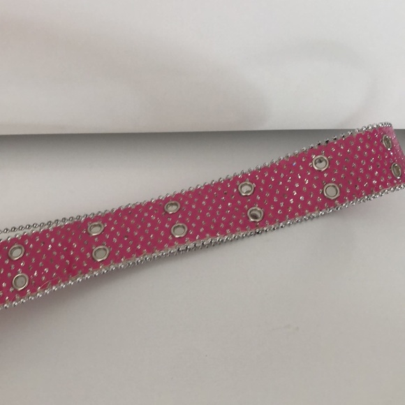 Pink glittery bedazzled grommet belt; lightly used - Picture 3 of 3
